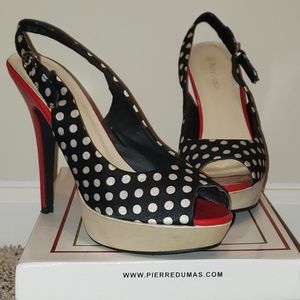 Pierre Dumas Polka Dot Peep Toe Stiletto